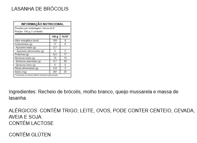 lasanha de brocolis